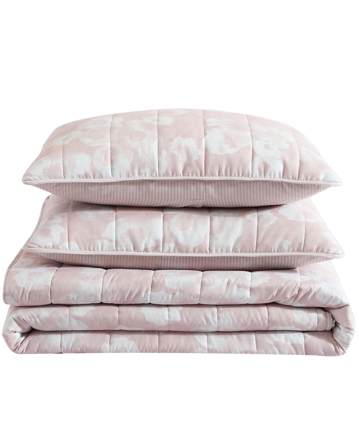 Shop Kenneth Cole New York Madison Floral Reversible 3 Piece Quilt Set, Full/queen In Pink