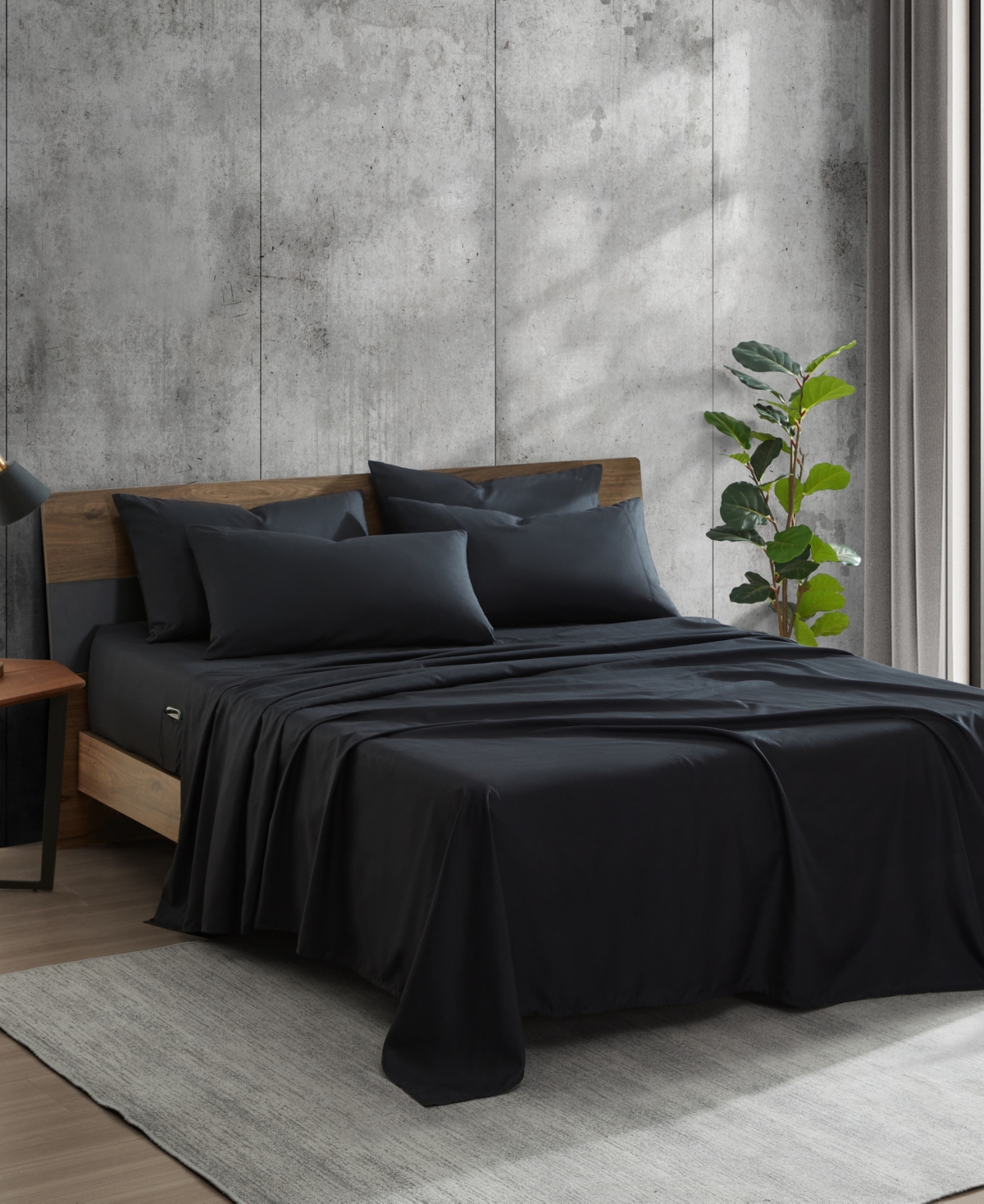Kenneth Cole New York Closeout!  Solution Solid Microfiber 6-pc. Sheet Set, Queen In Black
