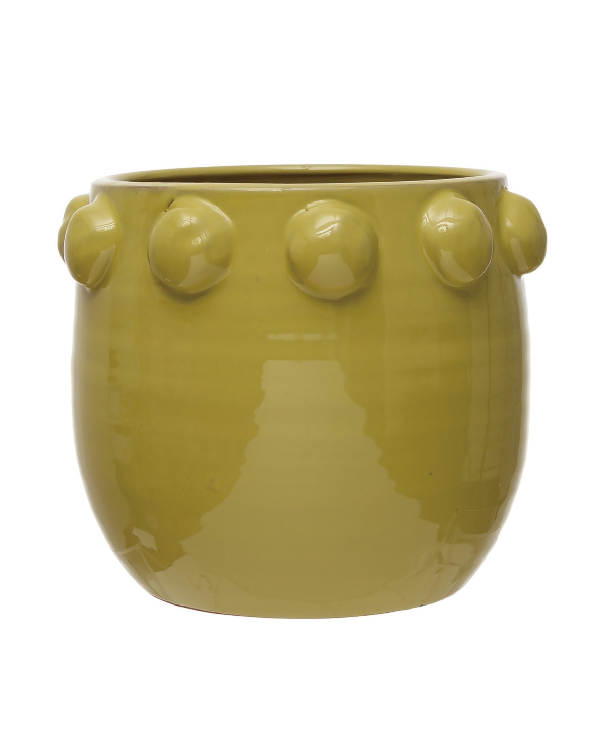 Terra-Cotta Planter with Raised Dots - Green