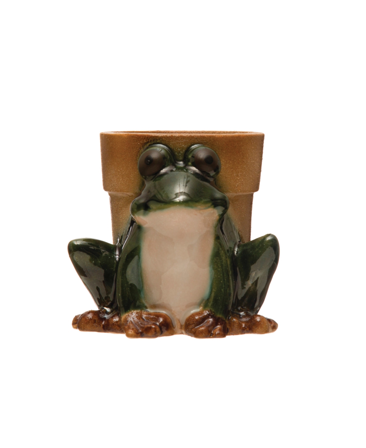 Stoneware Frog Planter - Green