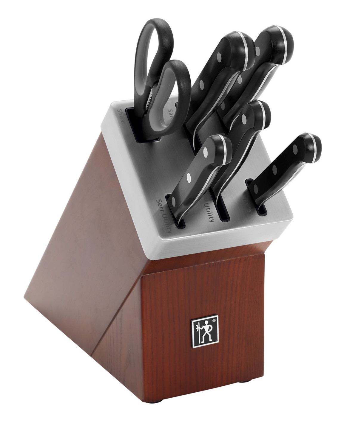 Shop J.a. Henckels Solution 7-piece Self-sharpening Knife Block Set In Brown
