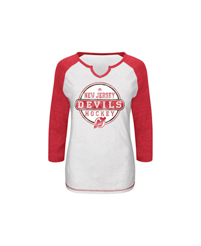VF Licensed Sports Group Women's Raglan-Sleeve New Jersey Devils Change on the Fly T-Shirt