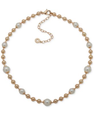 Anne Klein - Gold-Tone & Imitation Pearl Beaded Collar Necklace, 16" + 3" extender