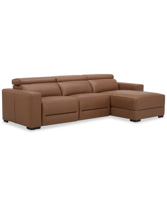 Furniture Nevio 115" 3Pc. Leather Sectional with 1 Power Recliner