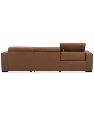 Nevio 115" 3-Pc. Leather Sectional with 1 Power Recliner,  Headrests and Chaise, Created For Macy's