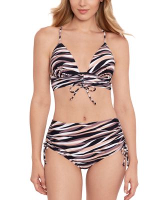 Salt + Cove Salt Cove Juniors Striped Tie Front Bikini Top Bikini Bottoms Created For Macys In Neutral Multi