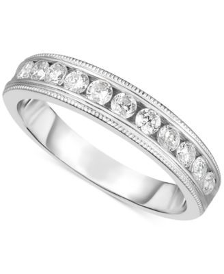 Macy's - Diamond Milgrain Wedding Band (1/2 ct. t.w.) in 14k White Gold