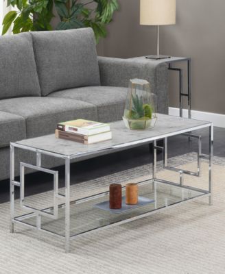 42" Chrome Town Square Coffee Table with Shelf
