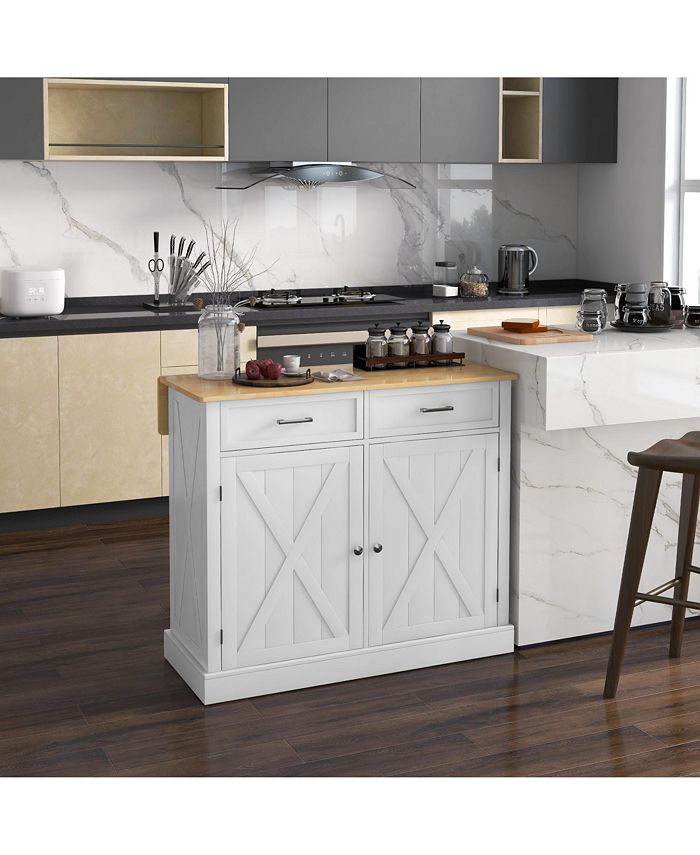 Kitchen Island with Drop Leaf Kitchen Cart, White Macy's