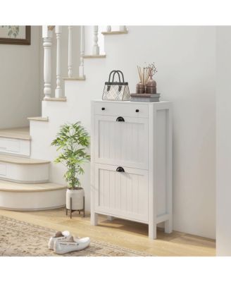 Shoe Storage Cabinet with 2 Flip Drawers for 8 Pairs of Shoes