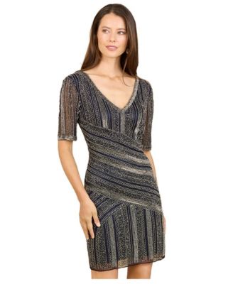 Women's Short Sleeve Beaded Cocktail Dress - Macy's