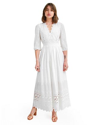 macy's white long dress All Party Dresses 100%POLYESTER Material Women's White A Line Maxi
