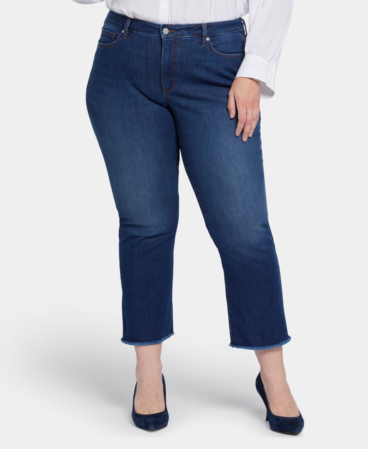 Nydj Plus Size Barbara Bootcut Ankle Fray Jeans In Gold Coast