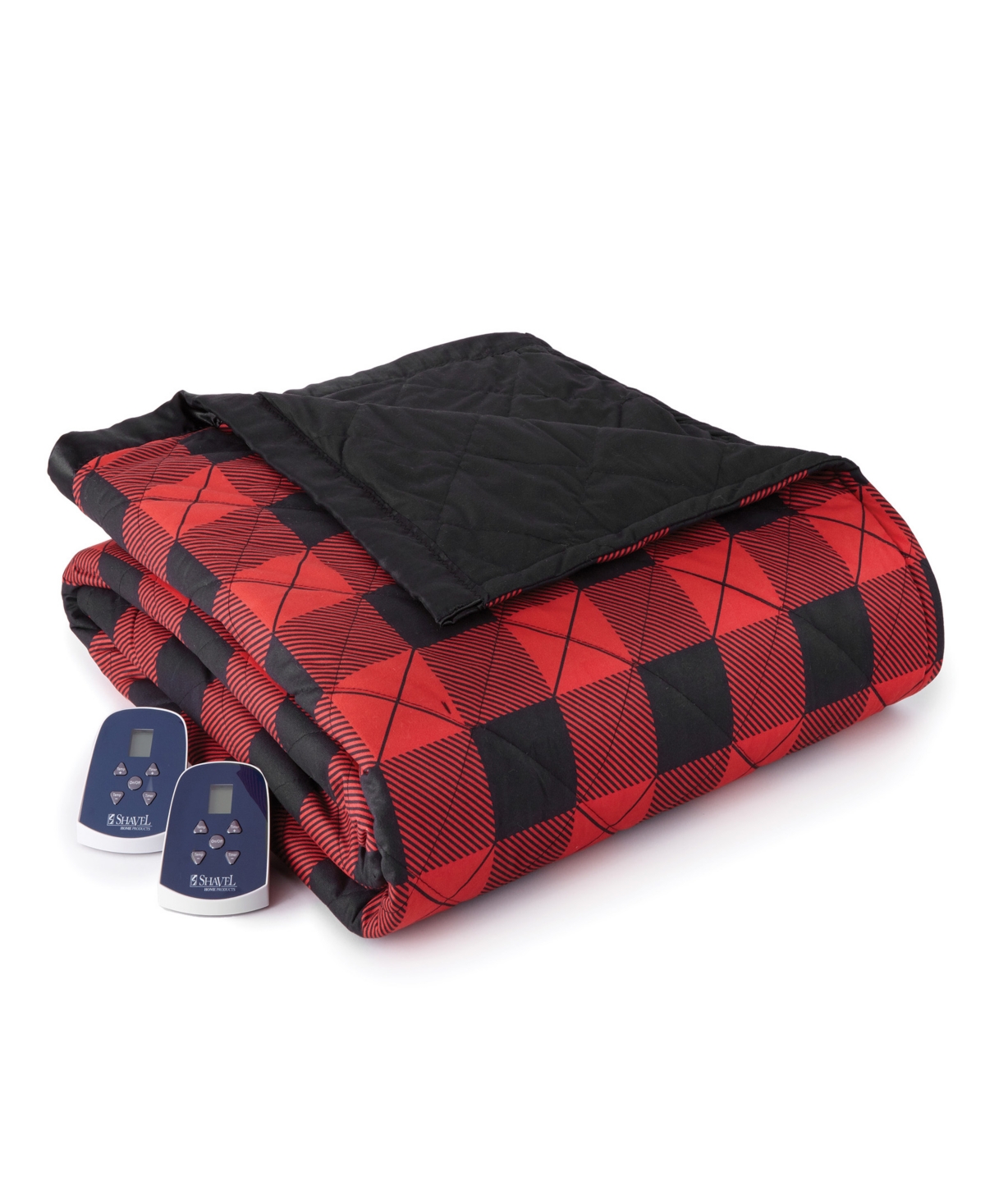 Shavel Micro Flannel 7 Layers Of Warmth Queen Electric Blanket In Buffalo Check Red