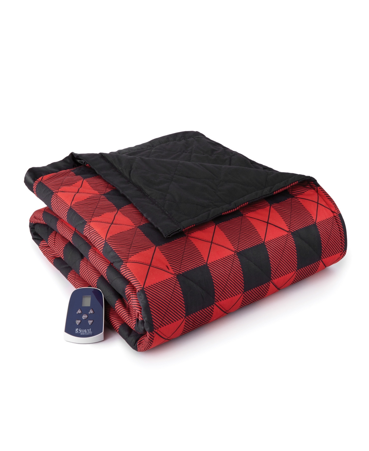 Shavel Micro Flannel 7 Layers Of Warmth Full Electric Blanket In Buffalo Check Red