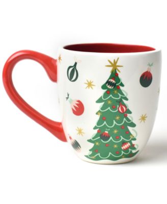 Vintage-Like Trimmed Tree Mug Set of 4, Service for 4