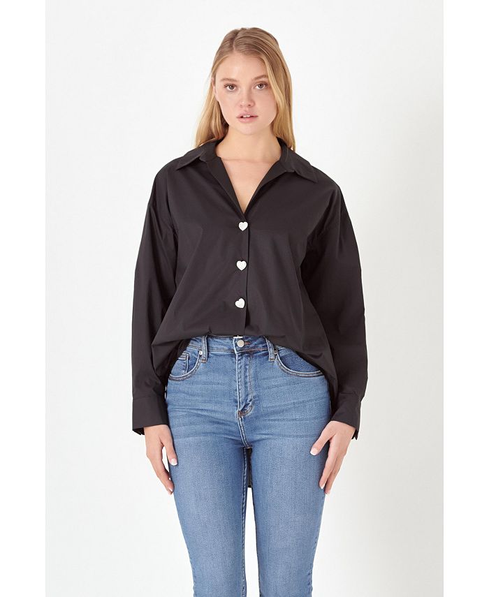 Womens oversized collar online shirt