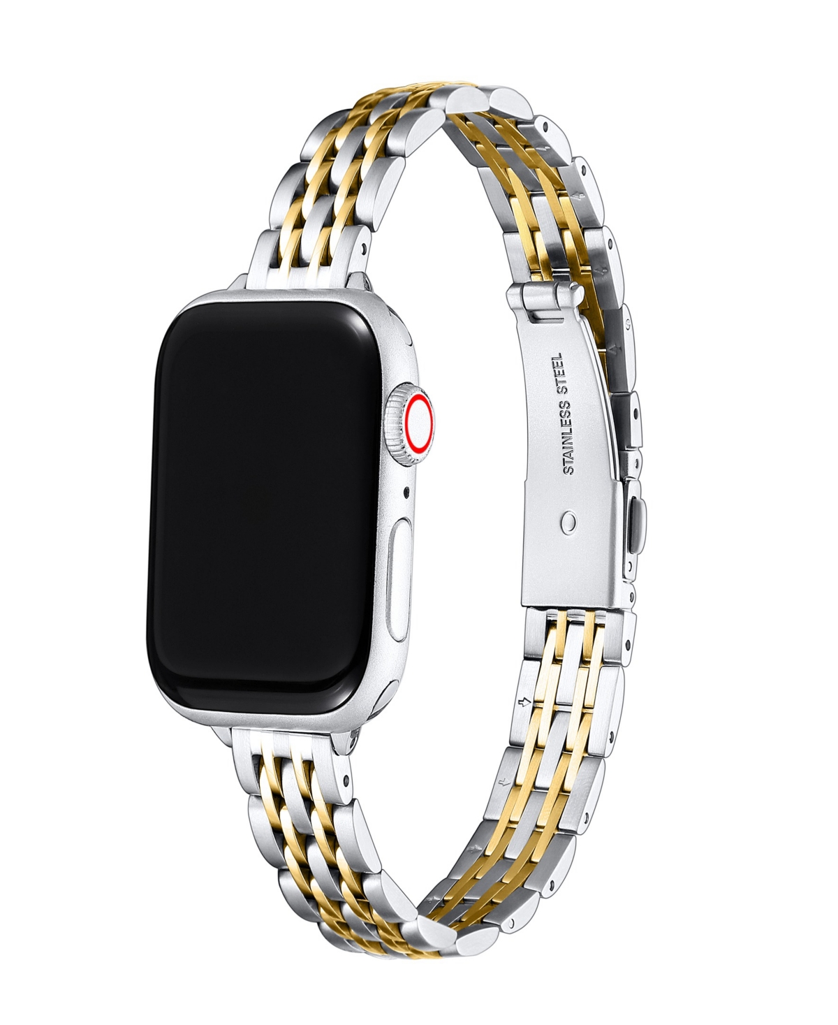 Posh Tech Unisex Skinny Rainey Stainless Steel Band For Apple Watch Size- 42mm, 44mm, 45mm, 49mm In Two Tone