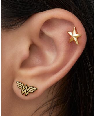 Wonder Woman Gold Plated Stud Earrings Set - 3 Pairs