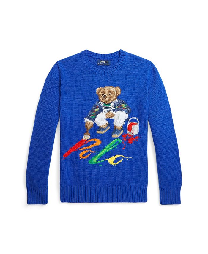 Polo Ralph Lauren Big Boys Polo Bear Cotton Sweater - Macy's