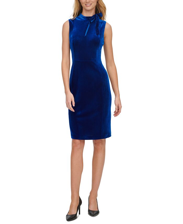 Calvin Klein Women's Velvet Bow-Trim Midi Dress