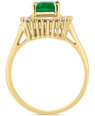 EFFY&reg; Emerald (1-3/8 ct. t.w.) and Diamond (1/2 ct. t.w.) Ring in 14k Yellow Gold 