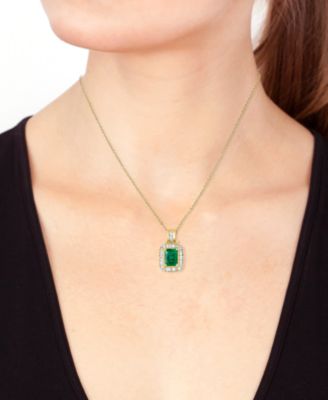 EFFY&reg; Emerald (1-3/8 ct. t.w.) and Diamond (1/2 ct. t.w.) Necklace in 14k Gold