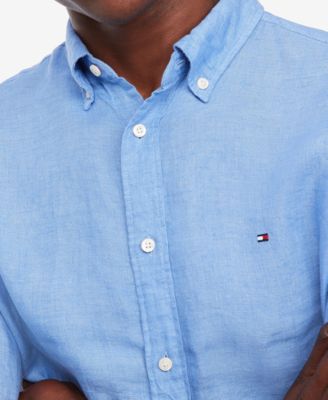 Men's Pigment-Dyed Linen Button-Down Long Sleeve Shirt