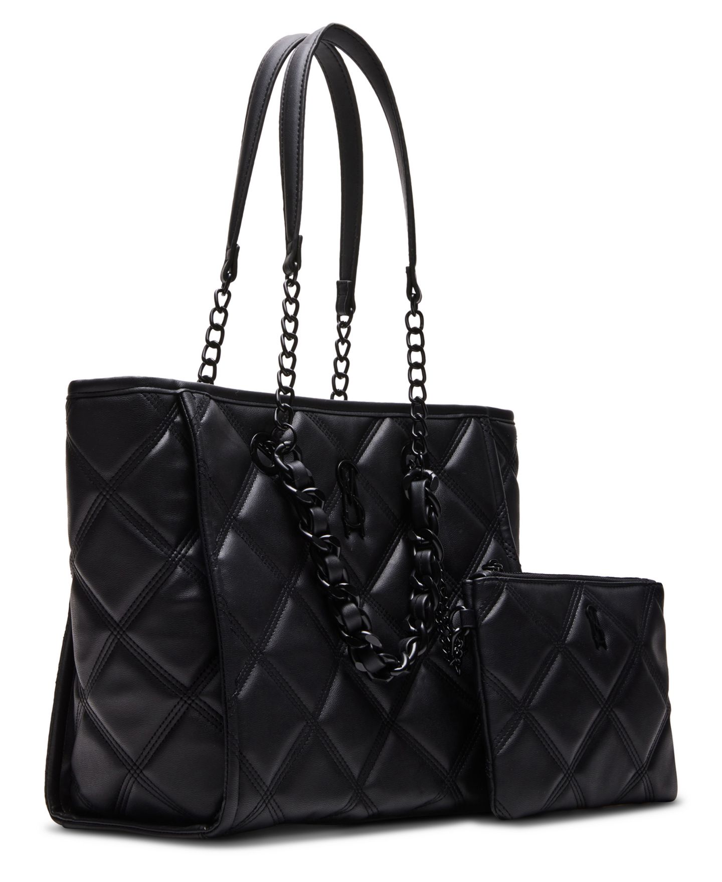 Женская сумка Steve Madden Katt Faux Leather Quilted Tote with Pouch, цвет: Чёрный — фото 5