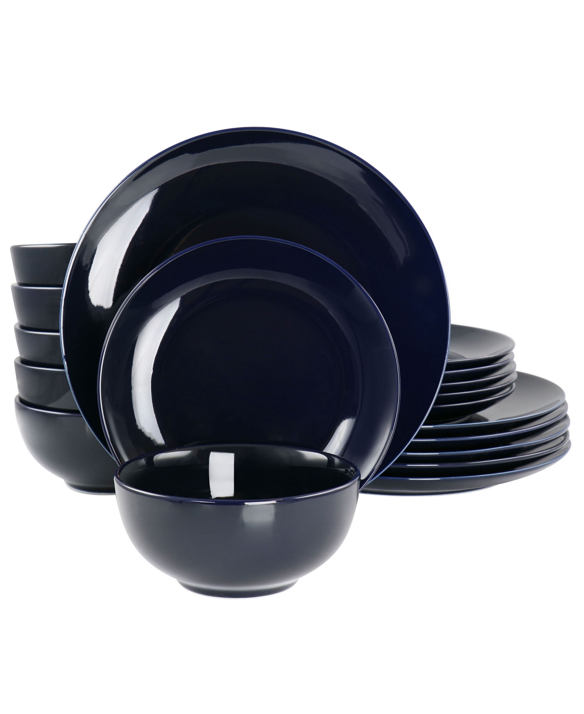 Elama Luna 18 Piece Porcelain Dinnerware Set, Service For 6 In Dark Blue