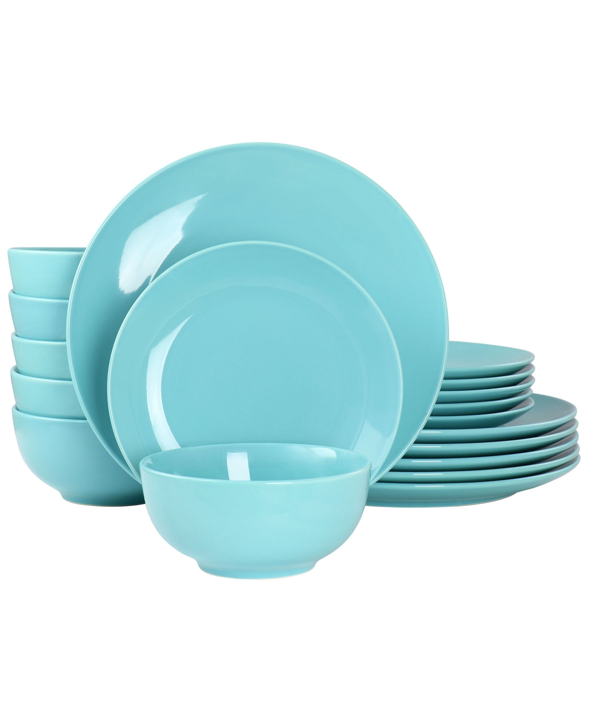 Elama Luna 18 Piece Porcelain Dinnerware Set, Service For 6 In Light Blue