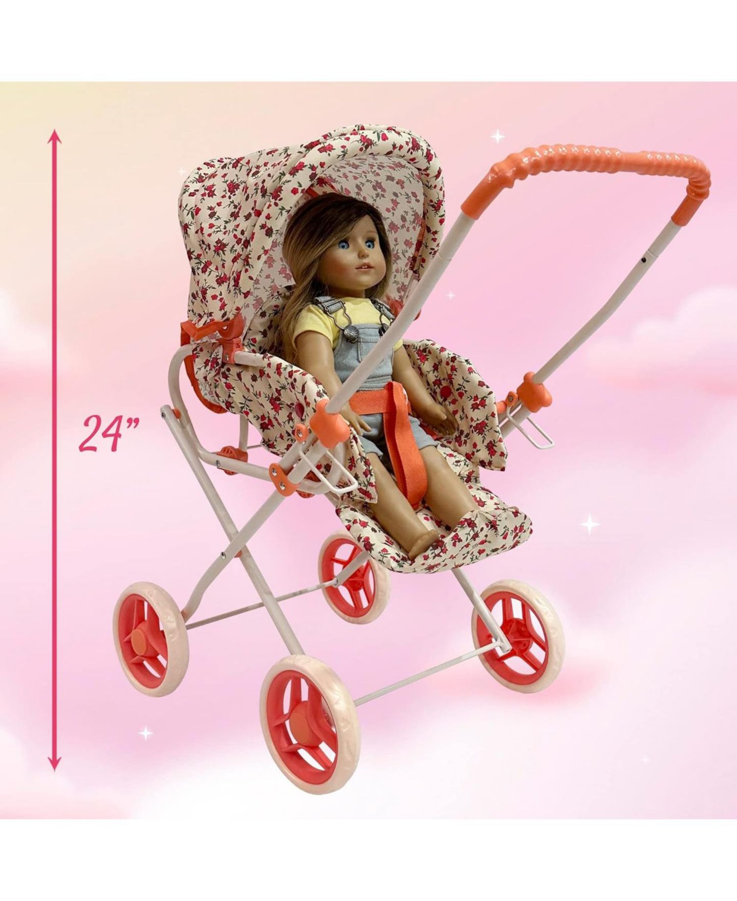 Аксессуары для кукол The New York Doll Collection 18-Inch Convertible Doll Bassinet Stroller, Ages 3+, цвет: Бежевый — фото 2