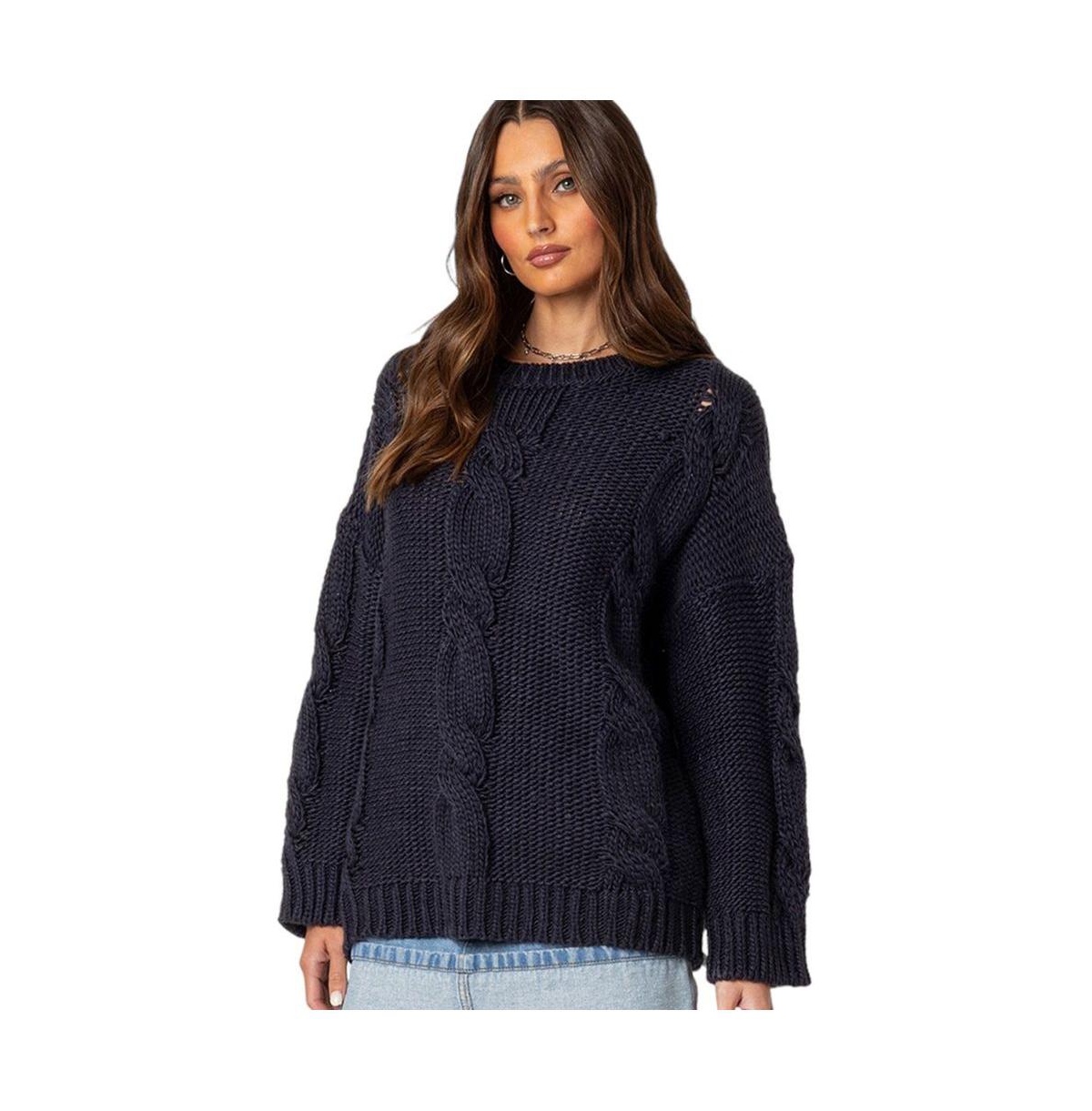 Women's Alene oversized cable knit sweater - Navy