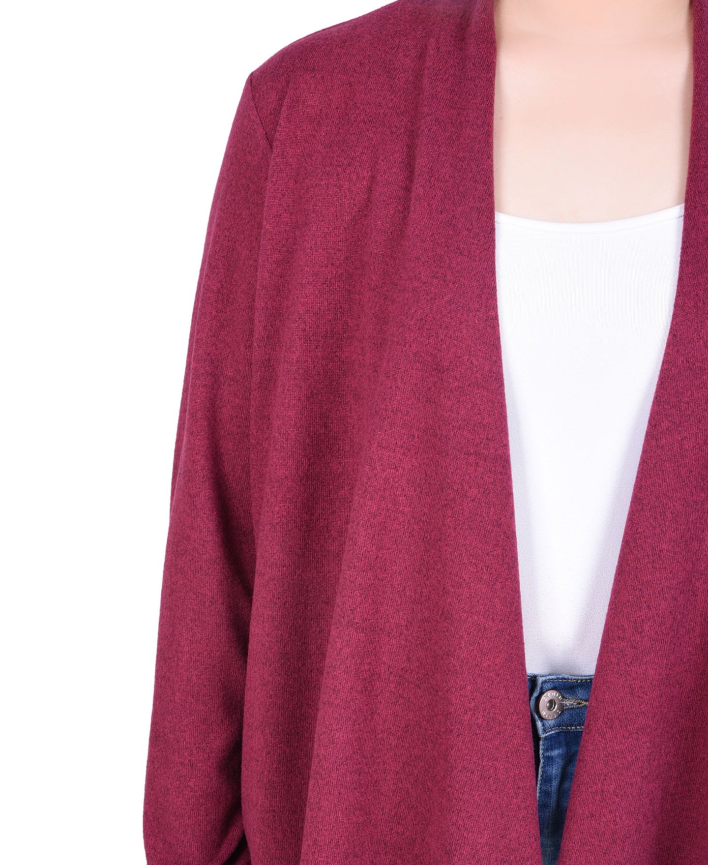 Женский кардиган NY Collection Sleeve Swing Cardigan, цвет: Бордовый — фото 4