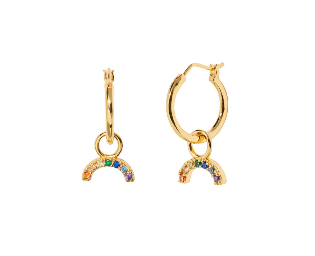 Women's 14K Gold Plated Earrings Rainbow Hoops - Gold