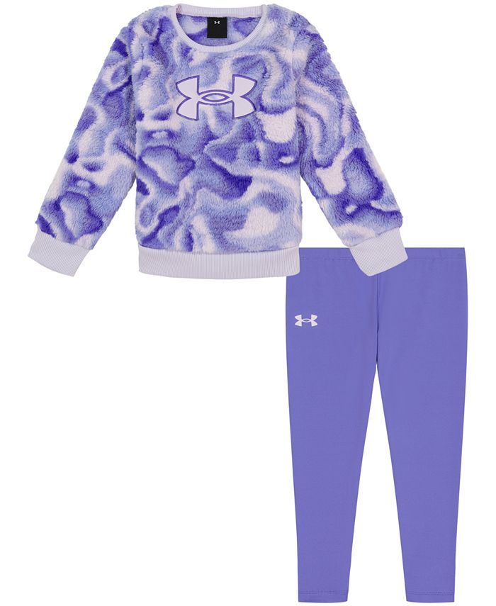 Under Armour Little Girls Sherpa Fuzzy Contours Crewneck and Leggings Set,  2 Piece - Macy's