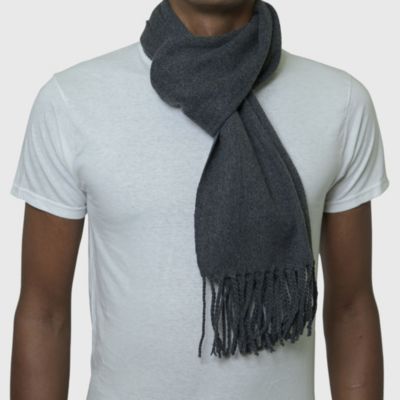 Men's Scarf Soft Knit Winter Scarves Plaid Striped or Solid Neck Covering Long Warm Stylish