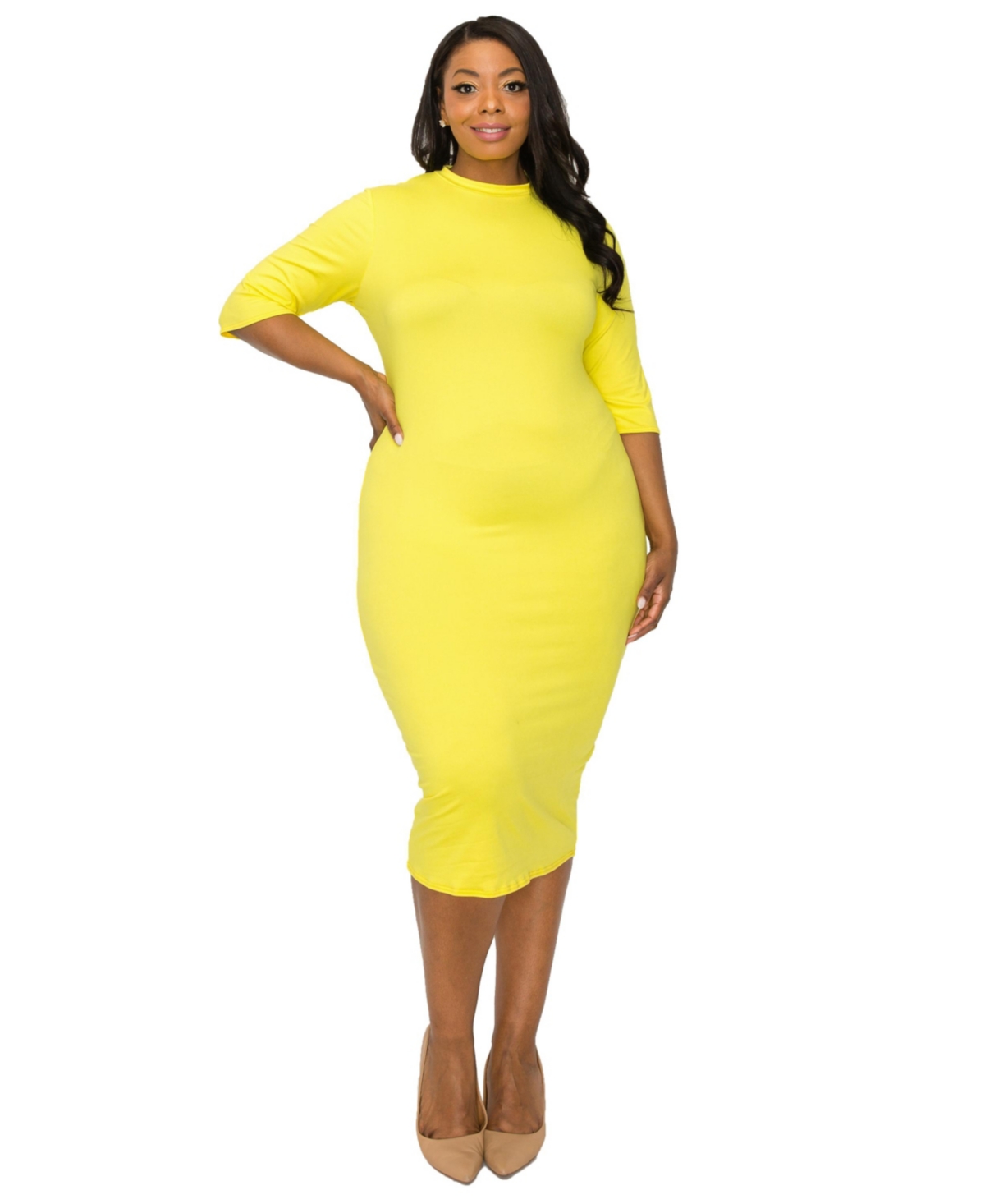 Plus Size Mona Midi Dress - Yellow