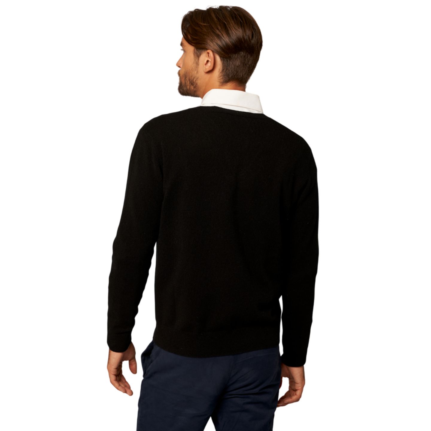 Мужской свитер Bellemere New York Solid V-Neck Merino, цвет: Чёрный — фото 2
