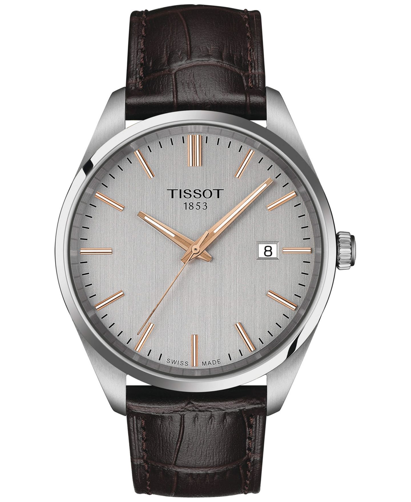 Мужские часы Tissot Swiss PR 100 Brown Leather Strap Watch 40mm — фото 1