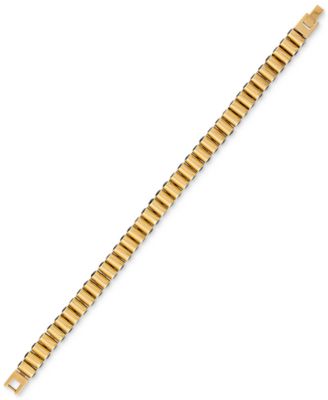 Black Spinel Cylinder Link Bracelet in Gold-Tone Ion-Plated Sterling Silver, Created for Macy's