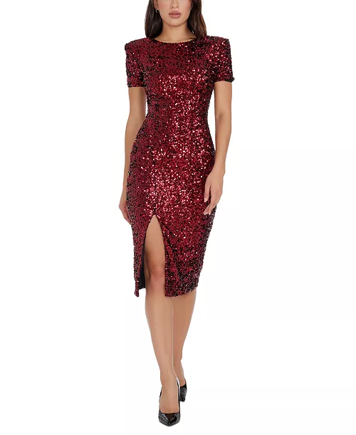 women's natasha sequined side-slit midi dress