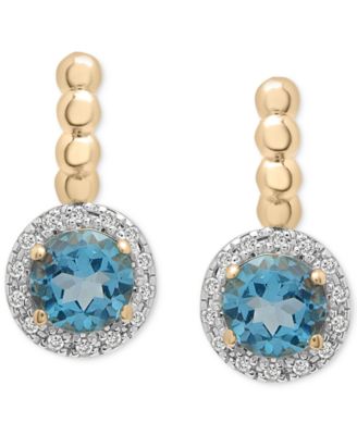 3-Pc. Set Blue Topaz (1-3/4 ct. tw) & Diamond Accent Pendant Necklace, Matching Ring & Drop Earrings in 14k Gold-Plated Sterling Silver