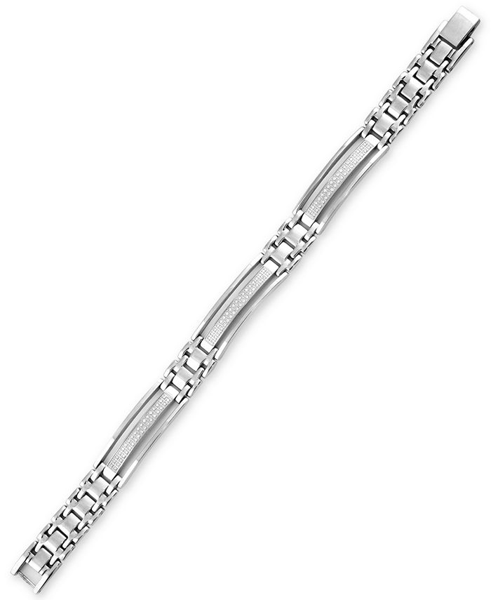 Macy's Men's Diamond Link Bracelet (1/4 ct. t.w.) in Stainless Steel