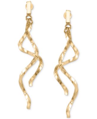 Double Twist Drop Earrings in 14k Gold