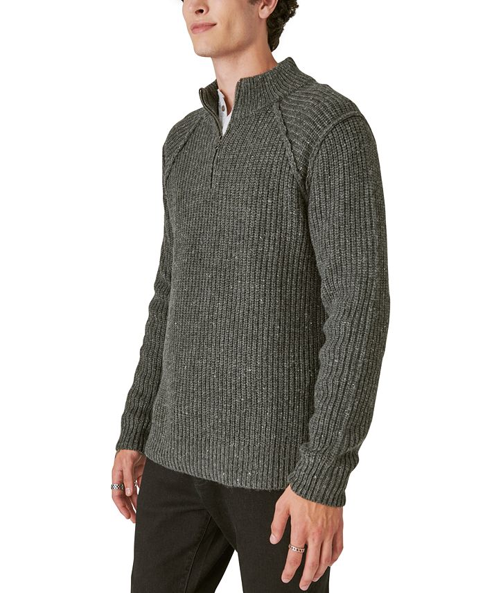 Lucky Brand Men's Tweed Mock Neck Half-Zip Sweater - Macy's