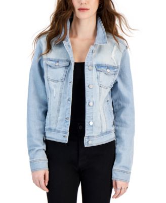 Juniors' Long-Sleeve Denim Trucker Jacket