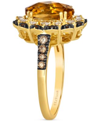 Cinnamon Citrine (3-1/4 ct. t.w.) & Diamond (1/2 ct. t.w.) Halo Ring in 14k Gold