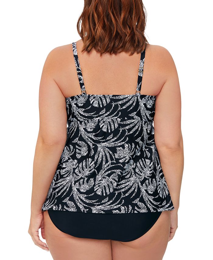 Island Escape Plus Size Tiered Printed Tankini Top & High Waist Bottoms ...