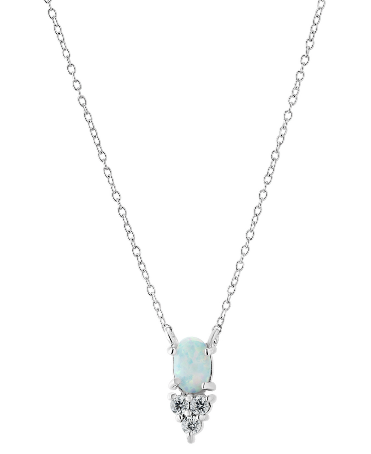 Giani Bernini Simulated Opal (3/8 Ct. T.w.) & Cubic Zirconia Pendant Necklace In Sterling Silver, 16" + 2" Extende